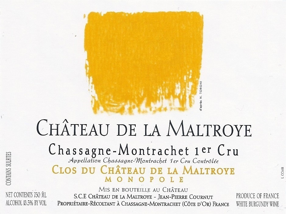 etiquette - Château de La Maltroye - Chassagne-Montrachet 1er Cru « Clos du Château de la Maltroye », Monopole blanc