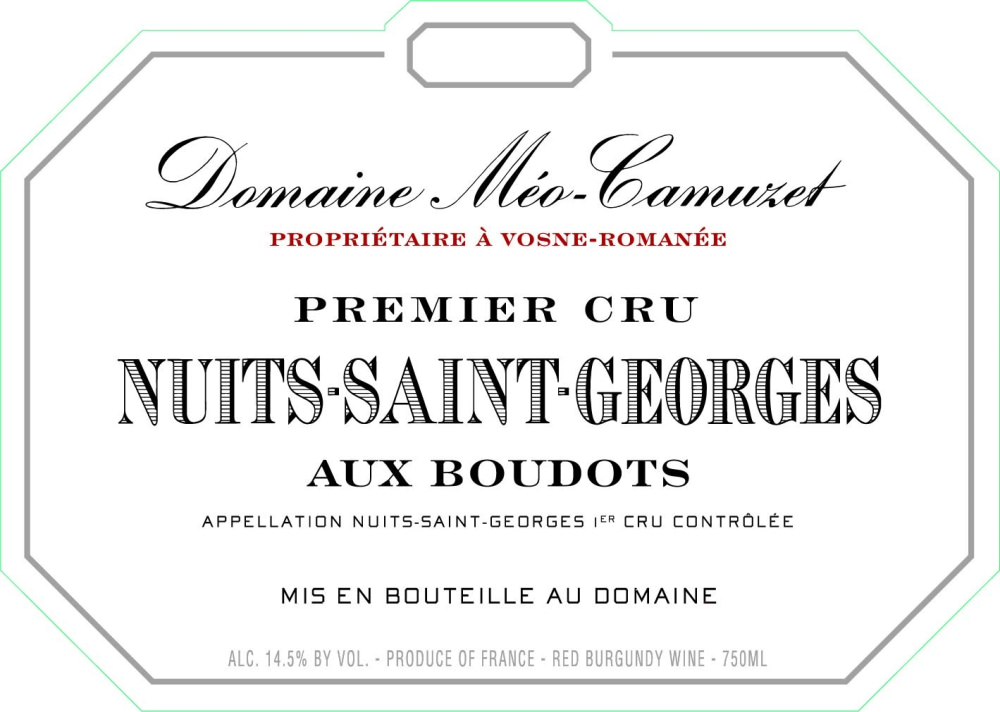 etiquette - Domaine Méo-Camuzet - Nuits saint Georges 1er Cru Aux Boudots