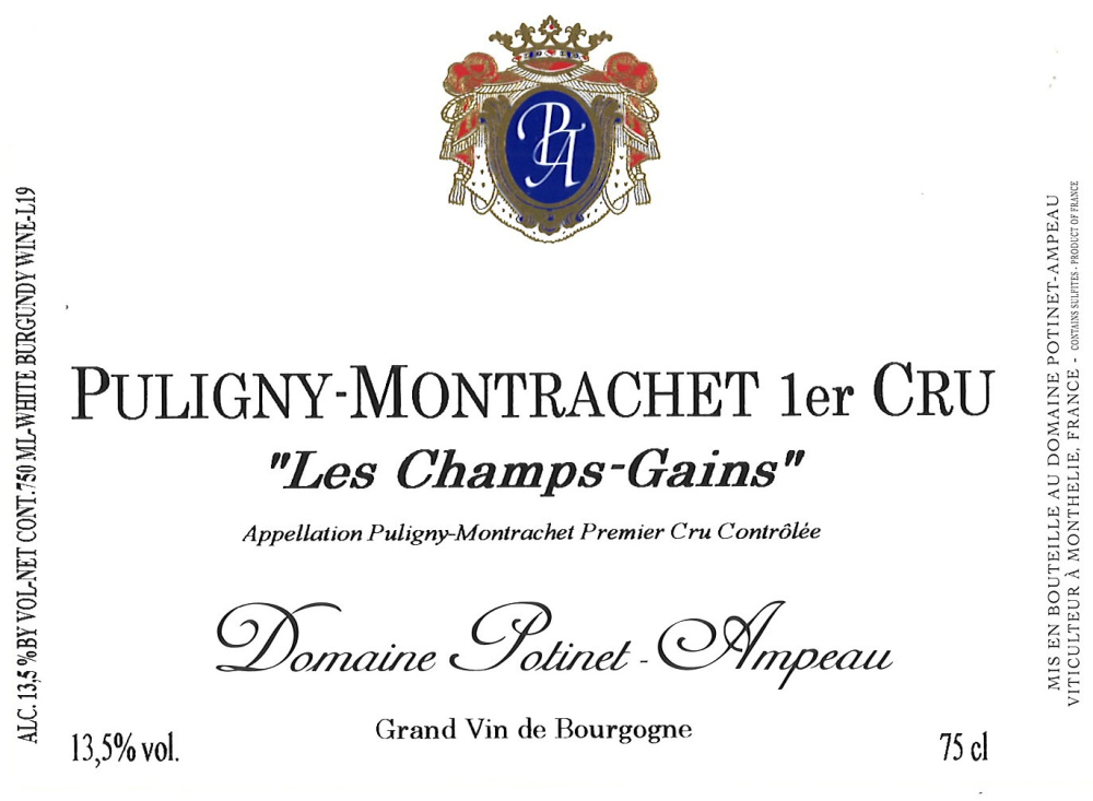 etiquette - Domaine Potinet Ampeau - Puligny Montrachet 1er cru Les Champs Gains