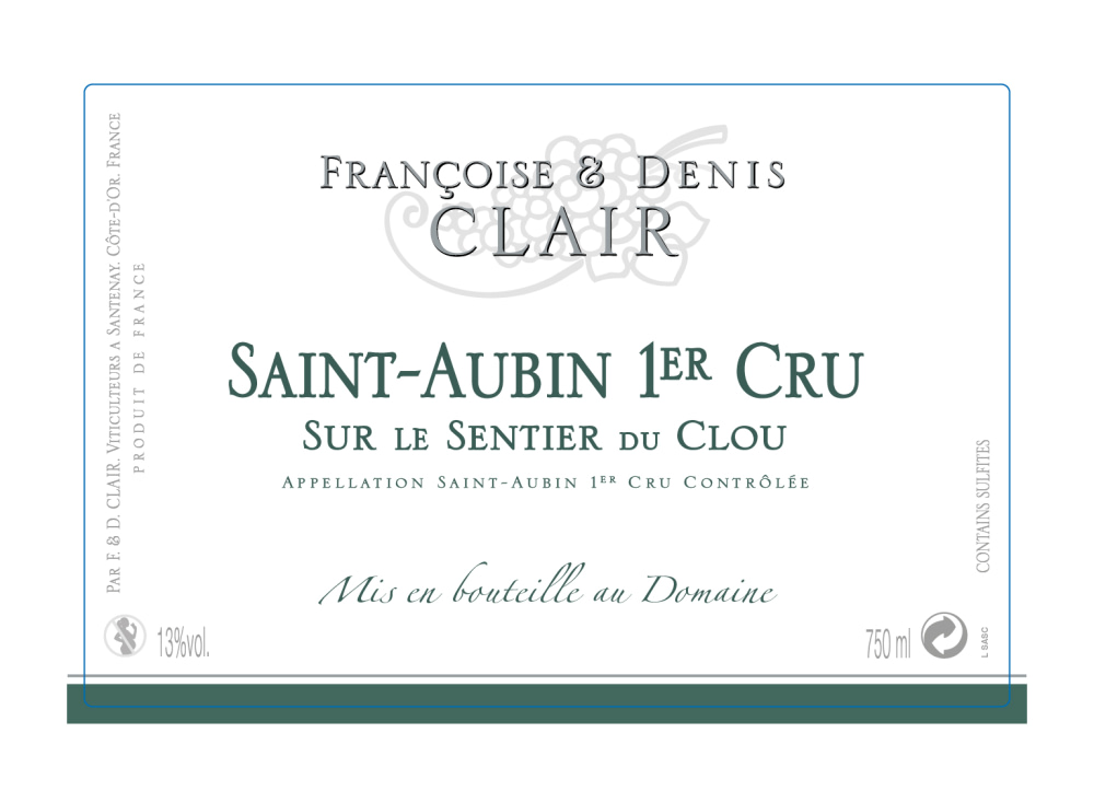 etiquette - Domaine Clair Françoise et Denis - Saint Aubin 1er Cru "Sur le Sentier du Clou" blanc