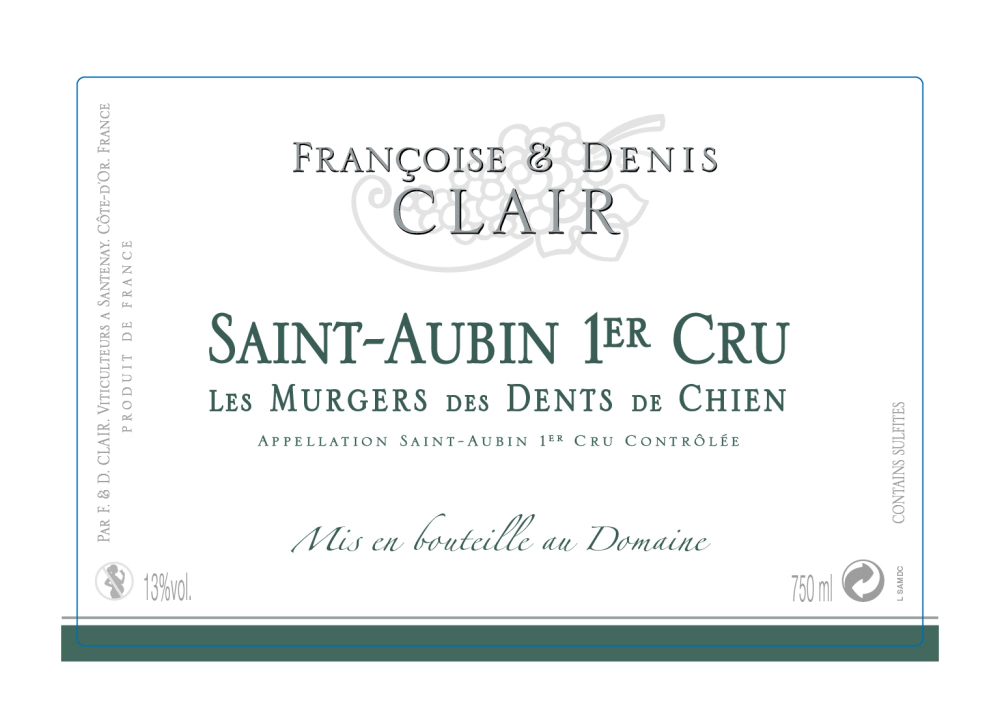 etiquette - Domaine Clair Françoise et Denis - Saint Aubin 1er Cru "Murgers des Dents de Chien"