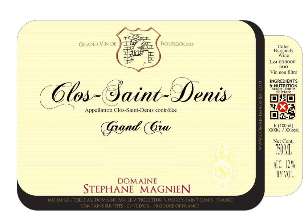 etiquette - Domaine Magnien Stéphane - Clos Saint Denis Grand Cru