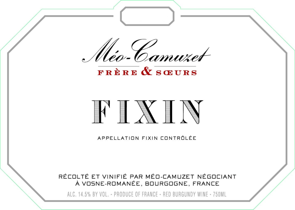 etiquette - Domaine Méo-Camuzet - Fixin