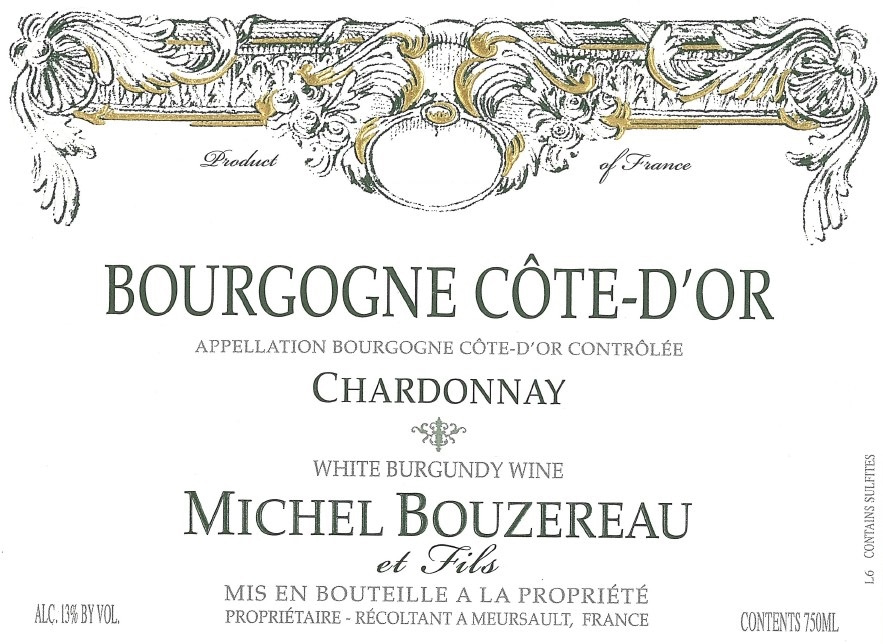 etiquette - Domaine Michel Bouzereau et Fils - Bourgogne Côte d'Or Chardonnay