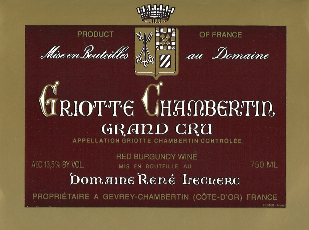 etiquette - Domaine Leclerc René - Griotte Chambertin Grand Cru