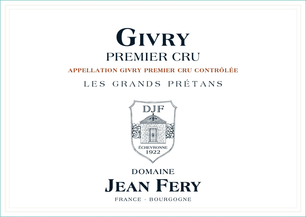 etiquette - Domaine FERY Jean - Givry 1er cru Les Grands Prétans rouge