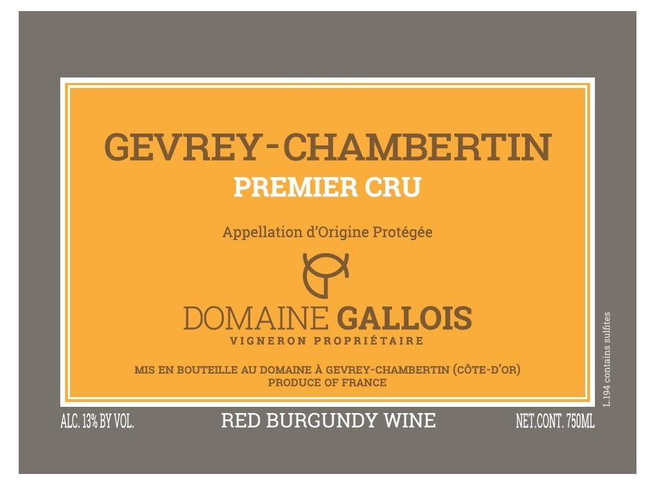 etiquette - Domaine Gallois - Gevrey Chambertin 1er cru