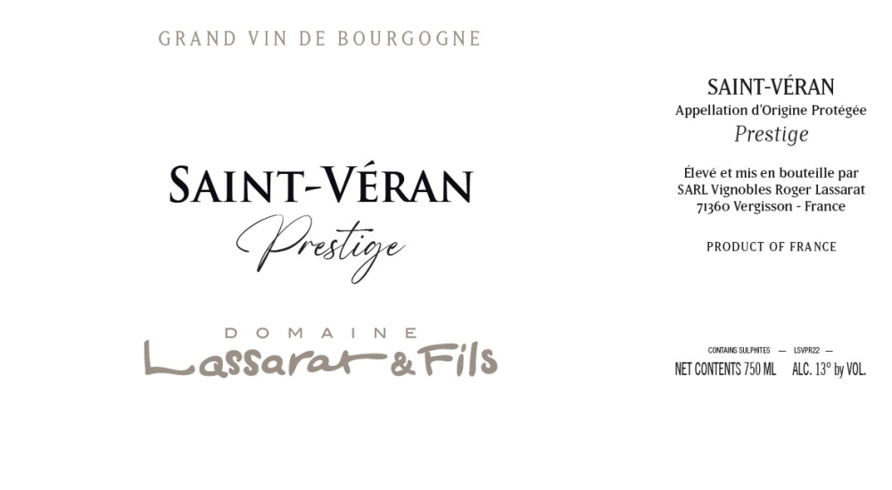 etiquette - Domaine Lassarat et Fils - Saint Véran Prestige