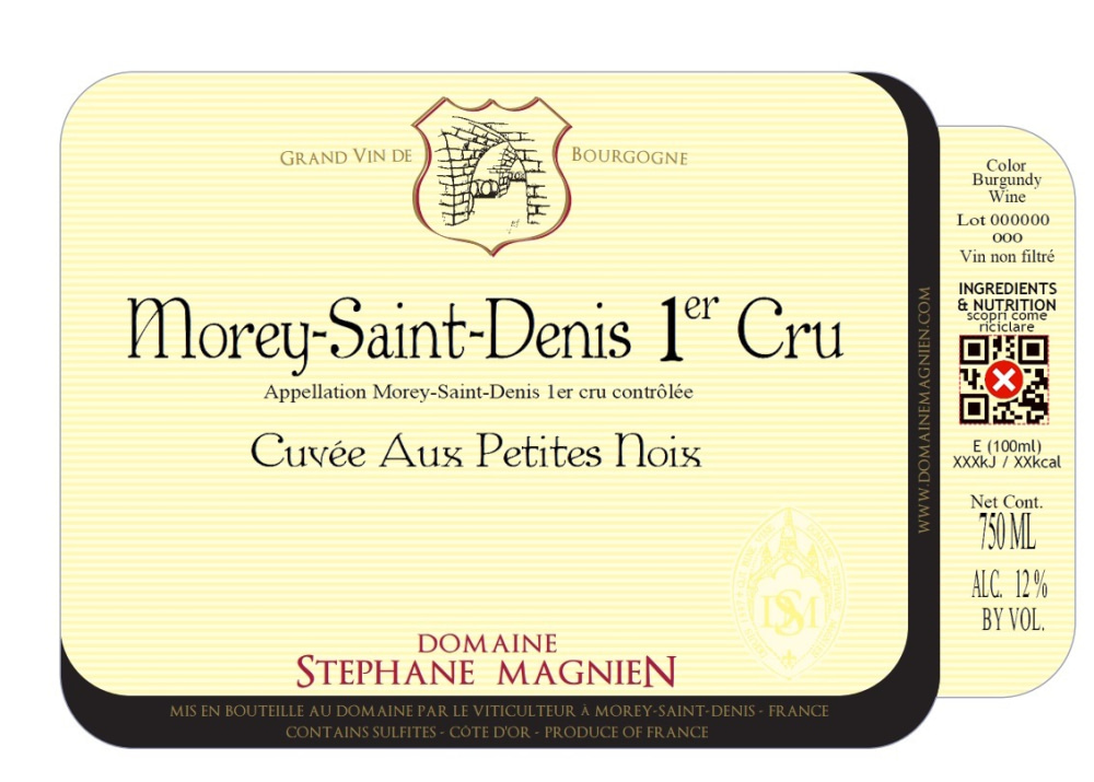 etiquette - Domaine Magnien Stéphane - Morey Saint Denis 1er Cru "Cuvée aux Petites Noix"