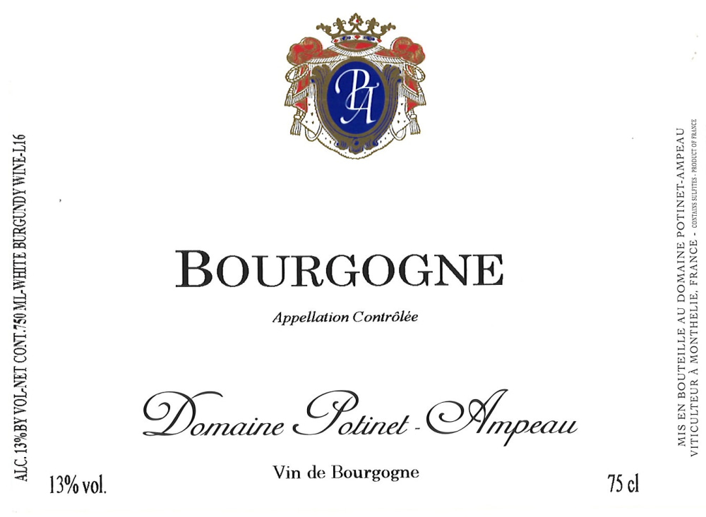 etiquette - Domaine Potinet Ampeau - Bourgogne Chardonnay