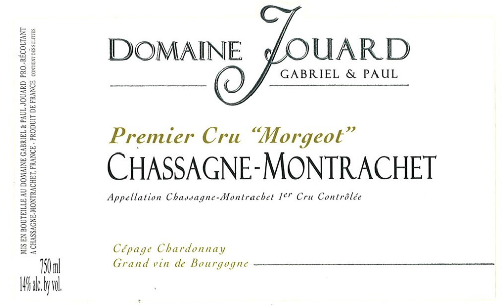 etiquette - Domaine Jouard Gabriel et Paul - Chassagne Montrachet 1er Cru Morgeot