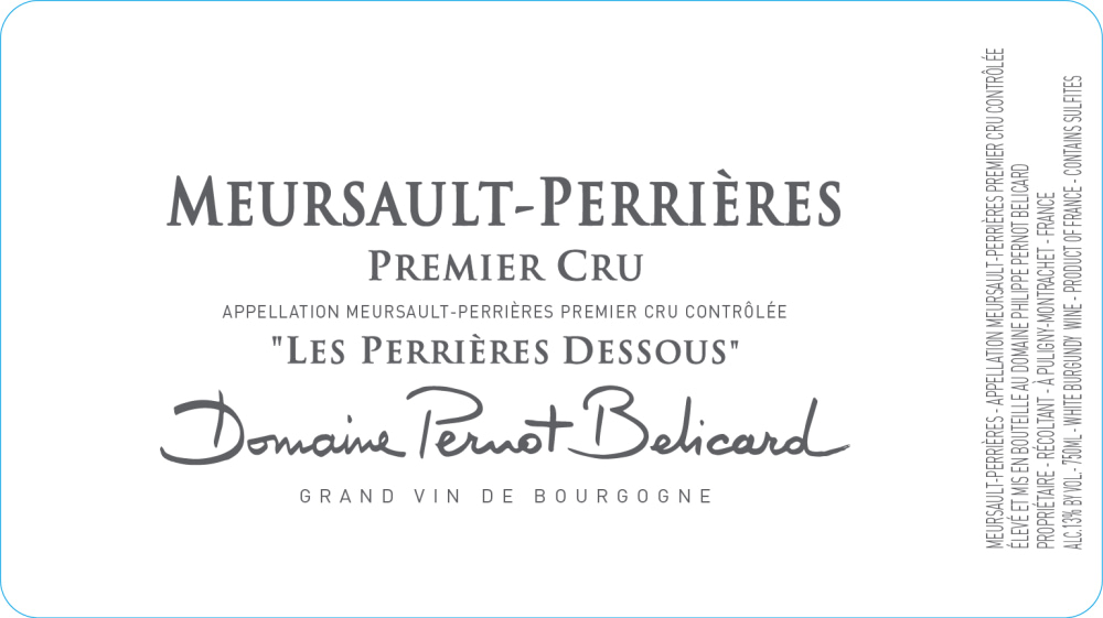 etiquette - Domaine Pernot Belicard - Meursault Les Perrières 1er Cru "Les Perrières Dessous"