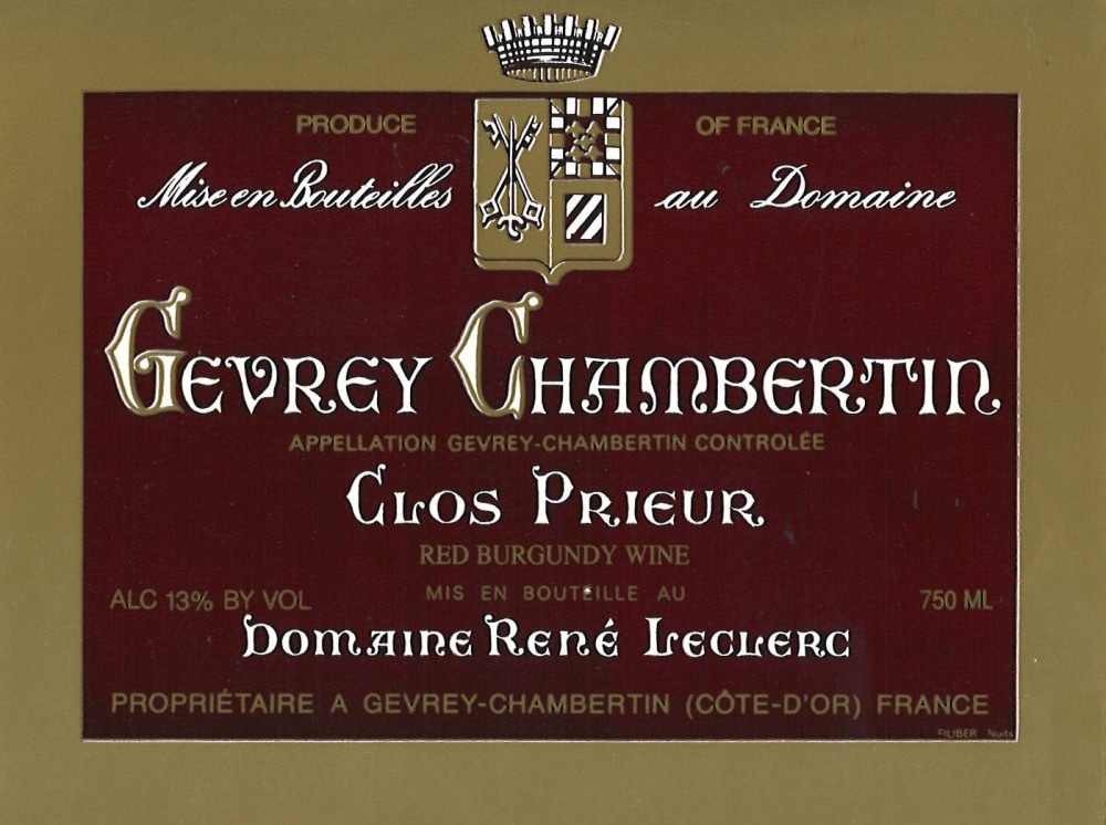 etiquette - Domaine Leclerc René - Gevrey Chambertin Clos Prieur