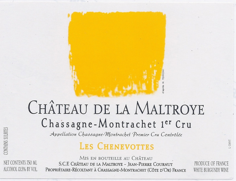 etiquette - Château de La Maltroye - Chassagne-Montrachet 1er Cru « Les Chenevottes »