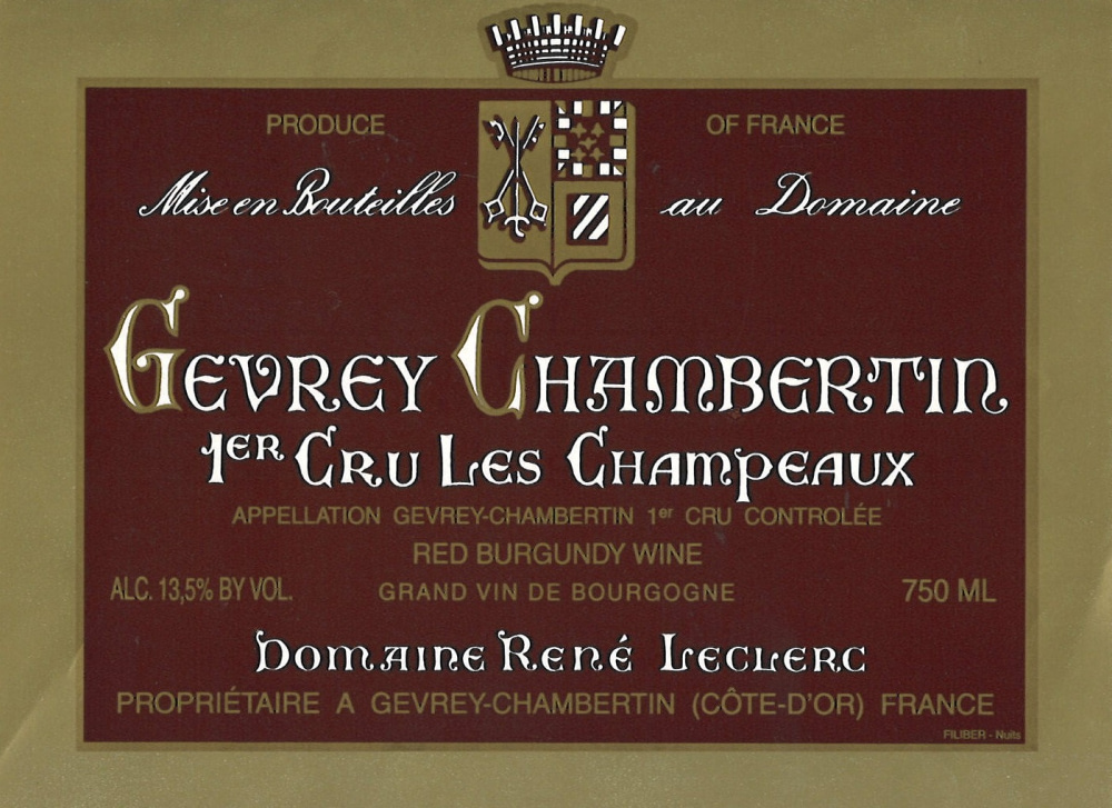 etiquette - Domaine Leclerc René - Gevrey Chambertin 1er Cru Les Champeaux