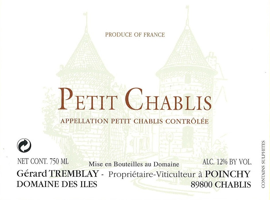 etiquette - Domaine Tremblay Gérard / Domaine des Iles - Petit Chablis