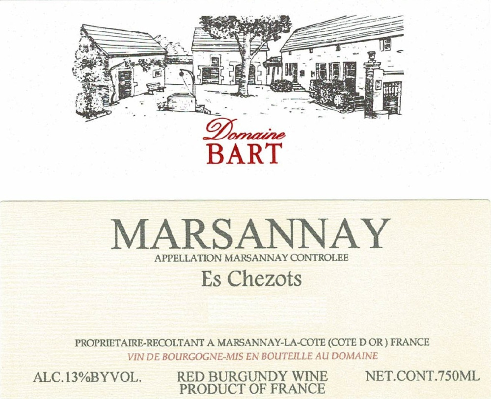 etiquette - Domaine Bart - Marsannay Es Chezots