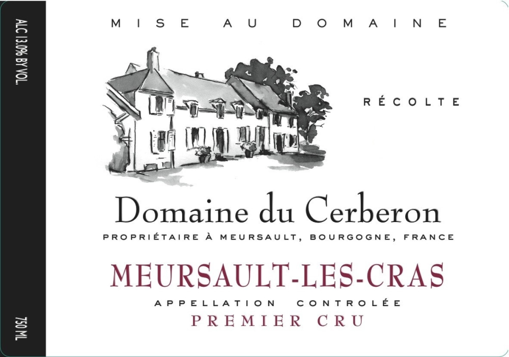 etiquette - Domaine du Cerberon - Meursault 1er Cru Les Cras