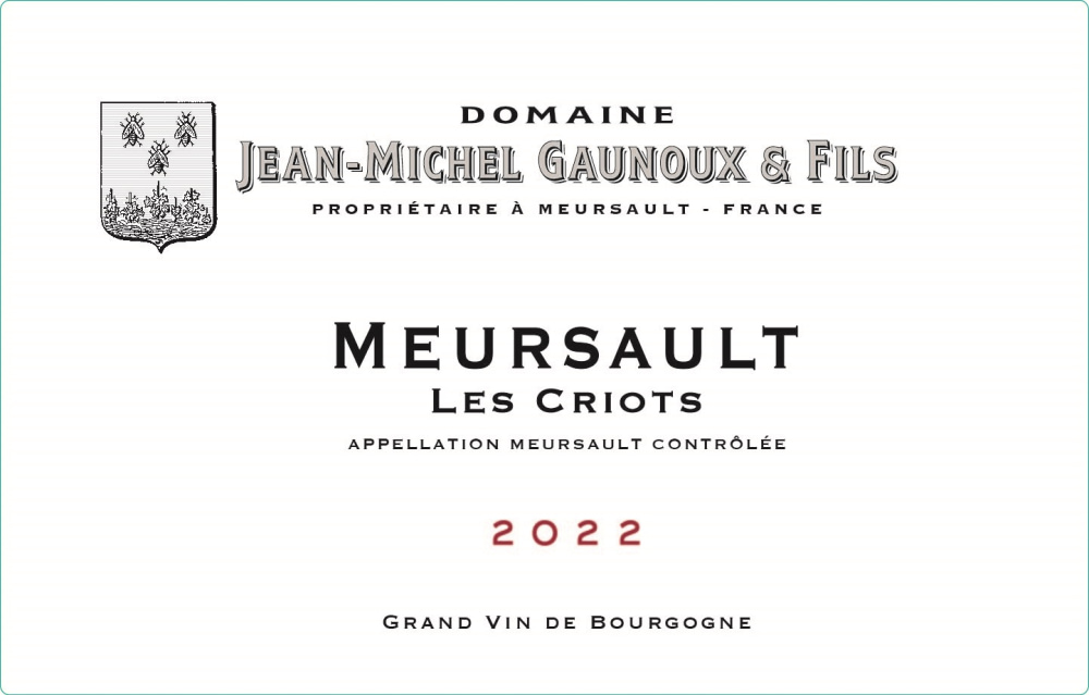 etiquette - Domaine Gaunoux Jean-Michel - Meursault Rouge Les Criots