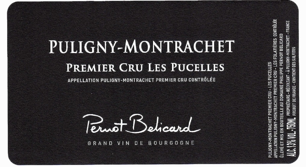 etiquette - Domaine Pernot Belicard - Puligny Montrachet 1er Cru Les Pucelles