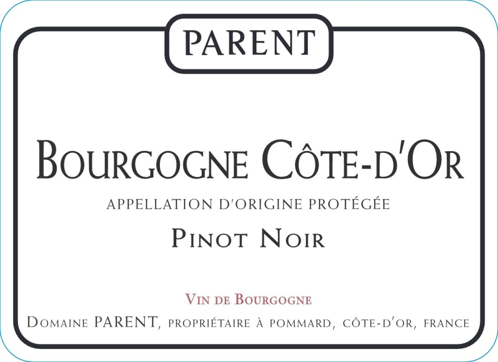 etiquette - Domaine Parent - Bourgogne Côte d'Or Pinot Noir