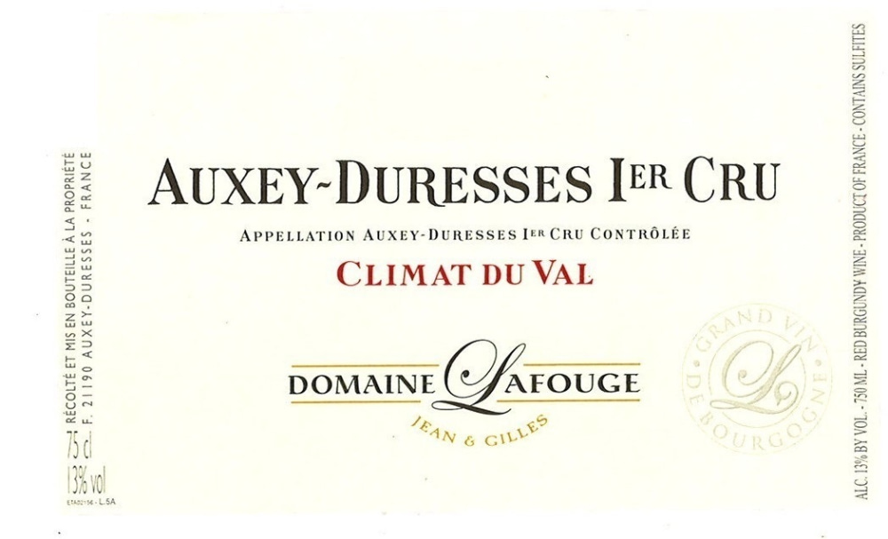 etiquette - Domaine Lafouge Jean et Gilles - Auxey Duresses 1er Cru Climat du Val