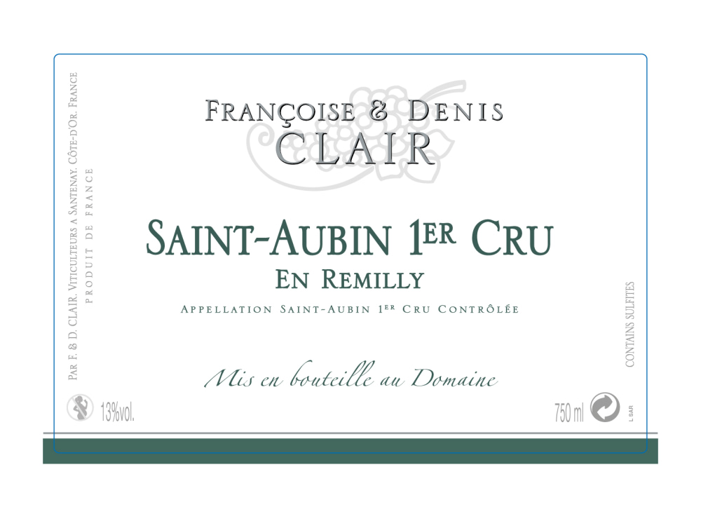 etiquette - Domaine Clair Françoise et Denis - Saint Aubin 1er Cru "En Remilly"