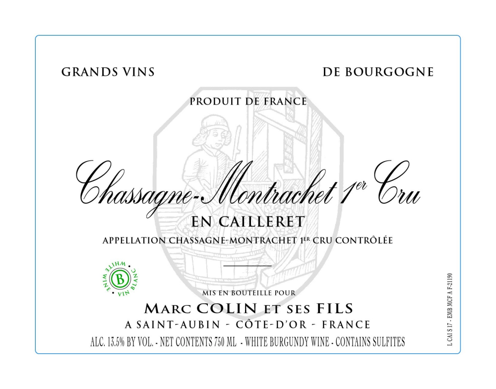 etiquette - Domaine Colin Marc et Fils - Chassagne-Montrachet 1er Cru "En Cailleret"