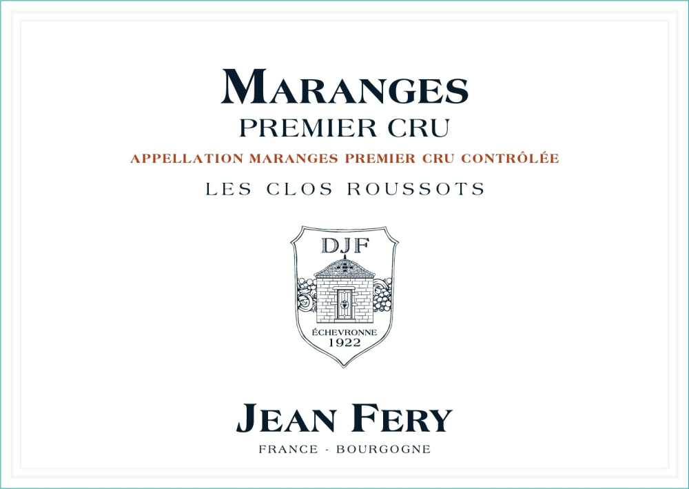 etiquette - Domaine FERY Jean - Maranges 1er cru Les Clos Roussots