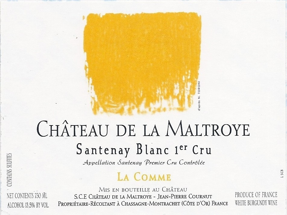 etiquette - Château de La Maltroye - Santenay 1er Cru « La Comme » blanc