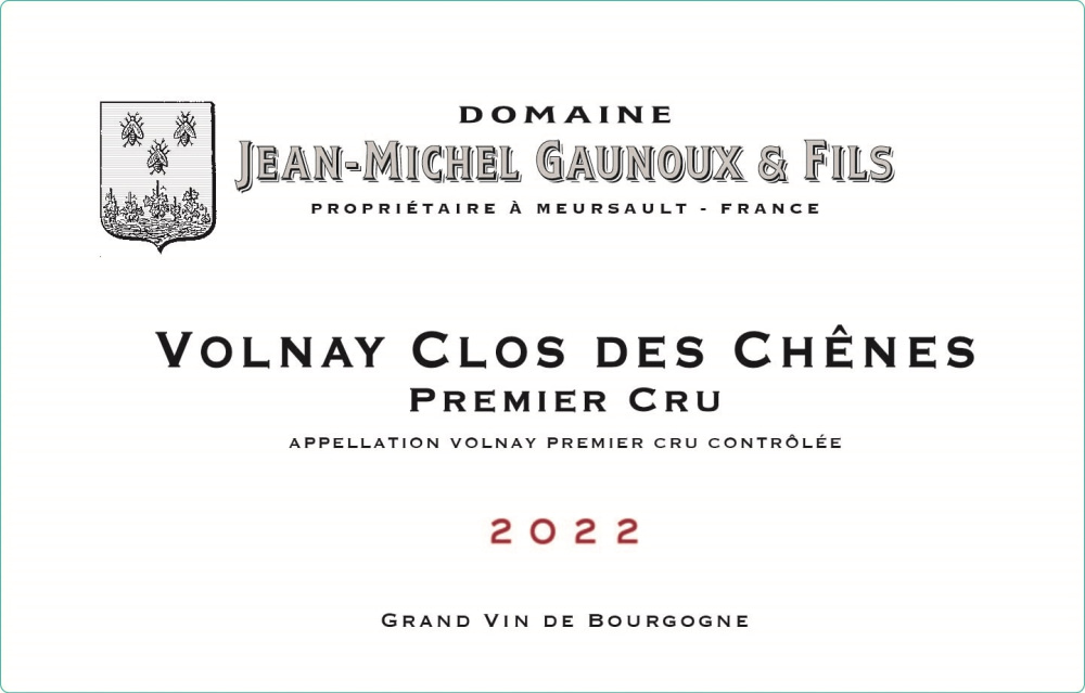 etiquette - Domaine Gaunoux Jean-Michel - Volnay 1er Cru Clos des Chenes