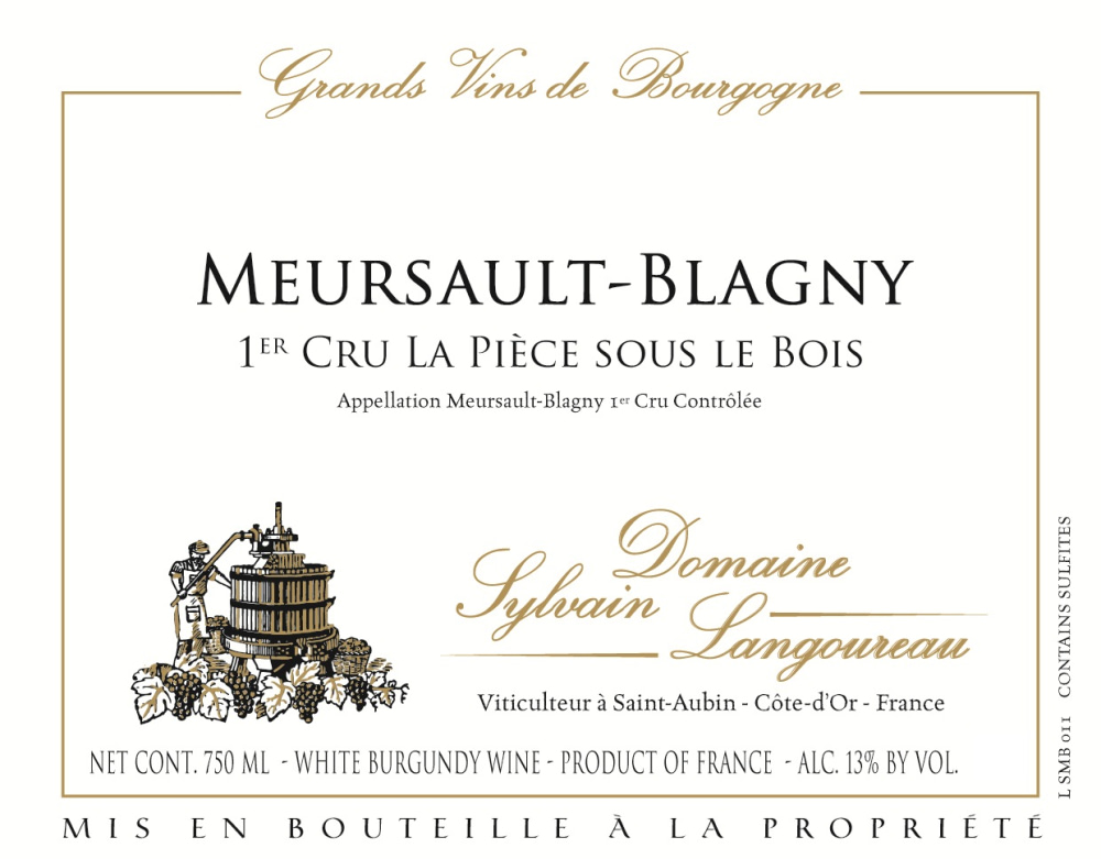 etiquette - Domaine Langoureau Sylvain - Meursault Blagny 1er Cru La Pièce sous le Bois