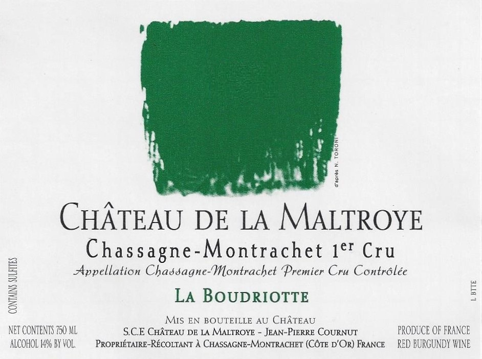 etiquette - Château de La Maltroye - Chassagne-Montrachet 1er Cru « La Boudriotte »