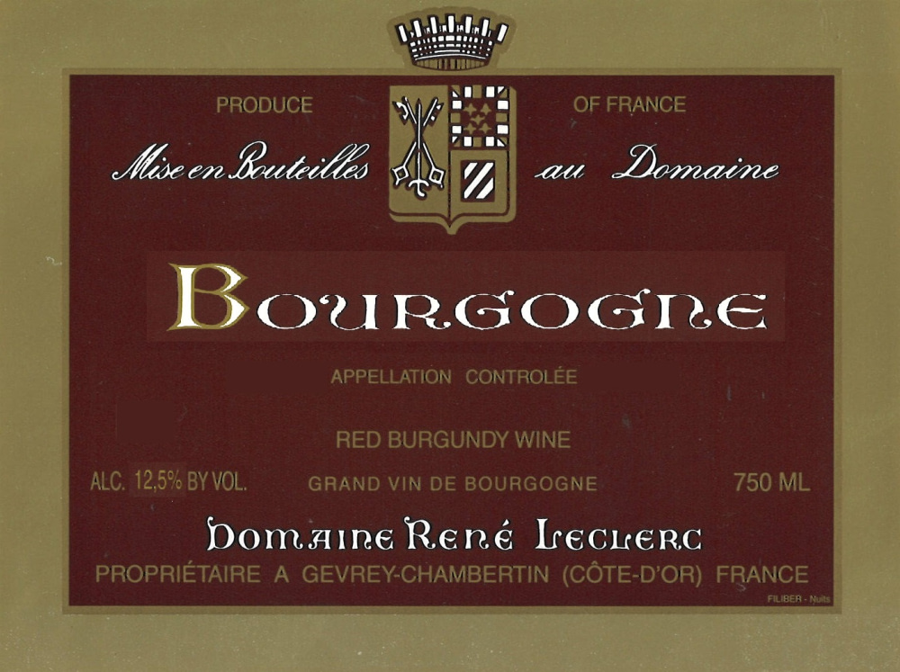 etiquette - Domaine Leclerc René - Bourgogne Pinot Noir