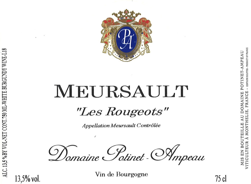 etiquette - Domaine Potinet Ampeau - Meursault Les Rougeots