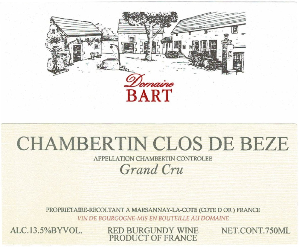 etiquette - Domaine Bart - Chambertin Clos de Bèze Grand Cru