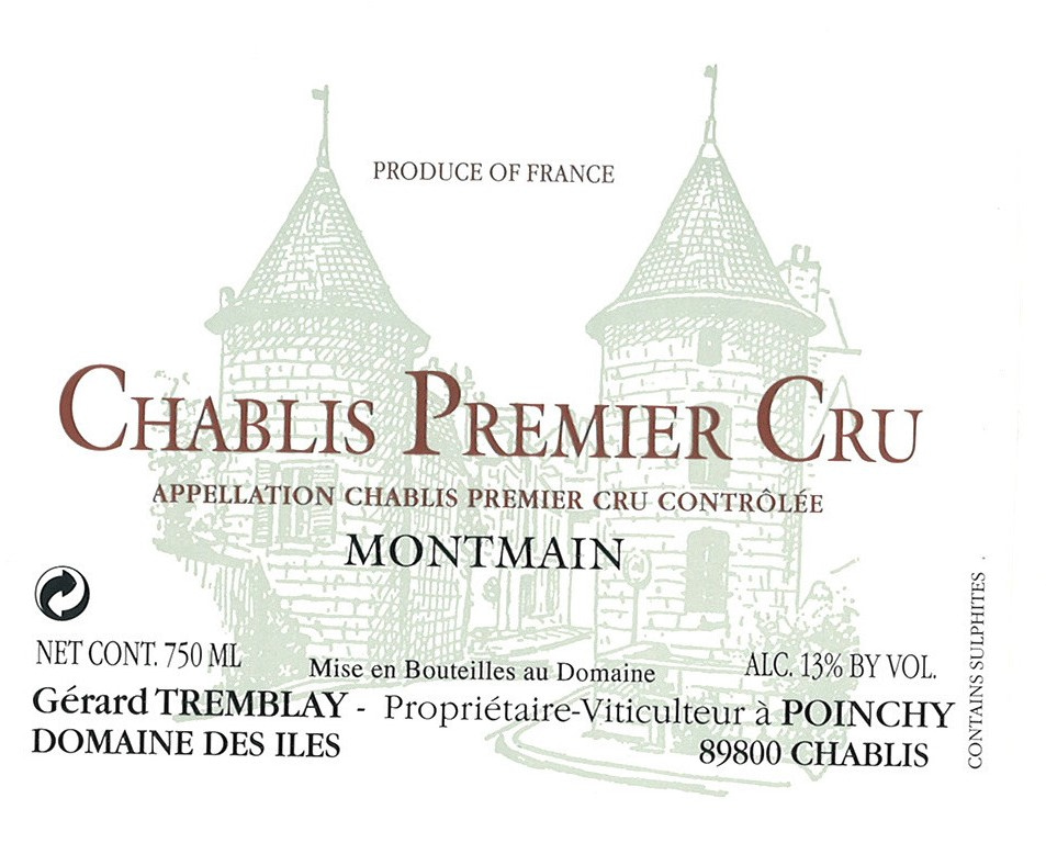 etiquette - Domaine Tremblay Gérard / Domaine des Iles - Chablis 1er Cru Montmain