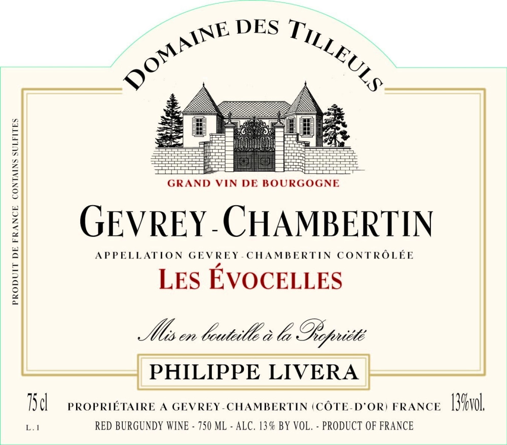 etiquette - Domaine Livera Philippe - Gevrey Chambertin Evocelles