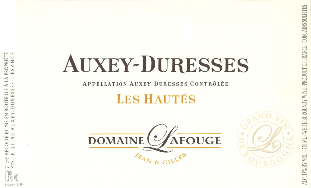 etiquette - Domaine Lafouge Jean et Gilles - Auxey Duresses Les Hautés