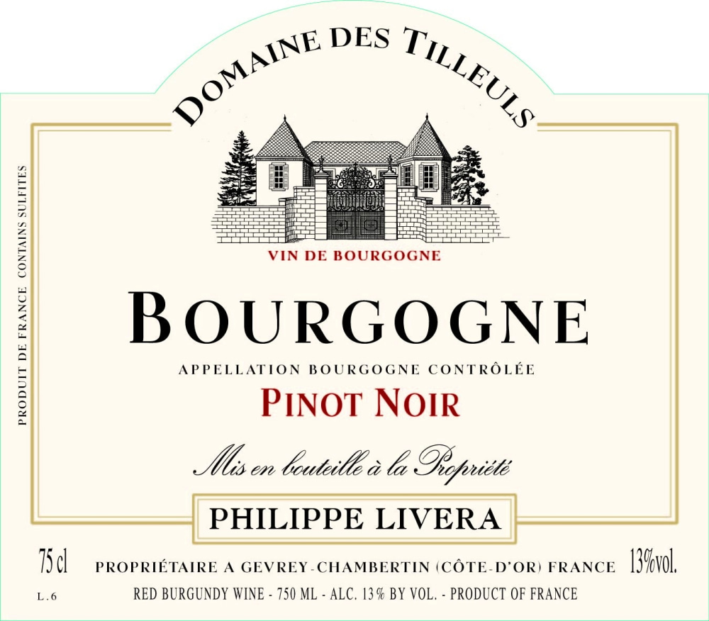 etiquette - Domaine Livera Philippe - Bourgogne Pinot Noir