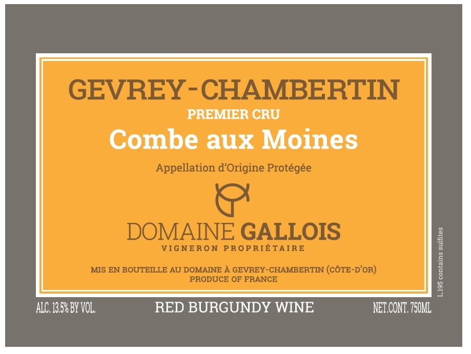 etiquette - Domaine Gallois - Gevrey Chambertin 1er Cru Combe aux Moines