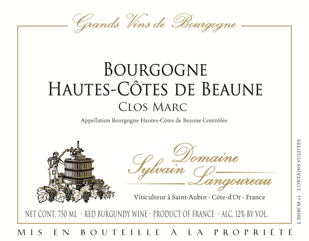 etiquette - Domaine Langoureau Sylvain - Bourgogne Hautes Côtes de Beaune Clos Marc