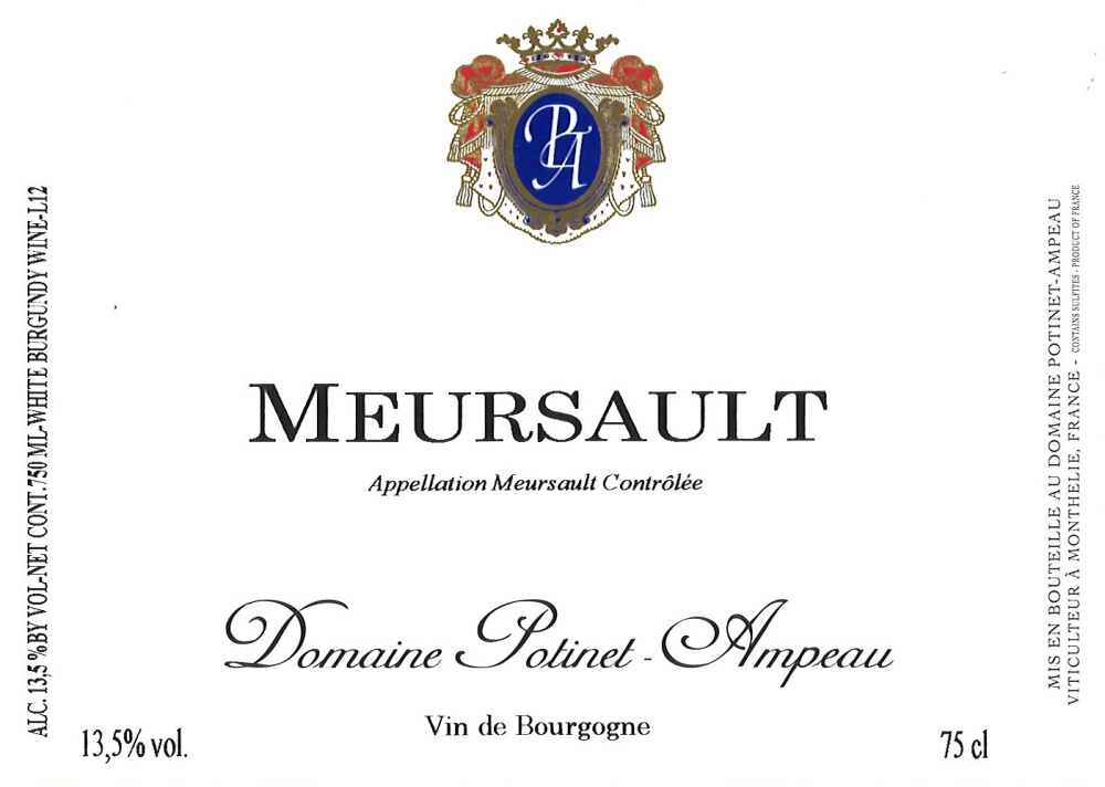 etiquette - Domaine Potinet Ampeau - Meursault