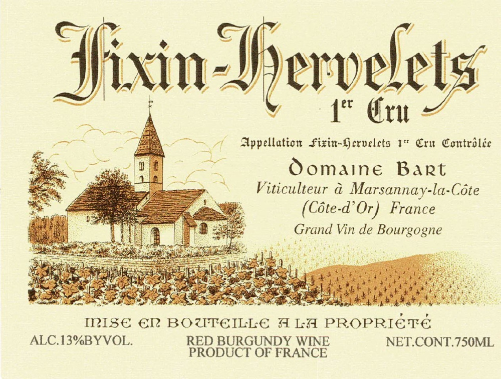 etiquette - Domaine Bart - Fixin Premier Cru Les Hervelets