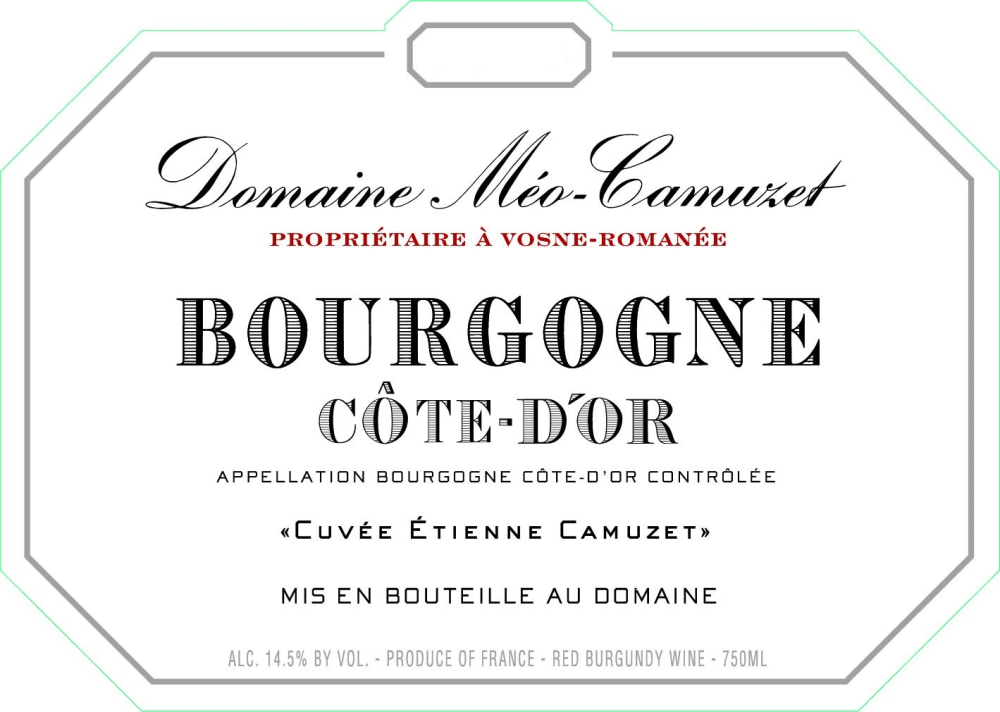 etiquette - Domaine Méo-Camuzet - Bourgogne Côte d'Or cuvée Etienne Camuzet