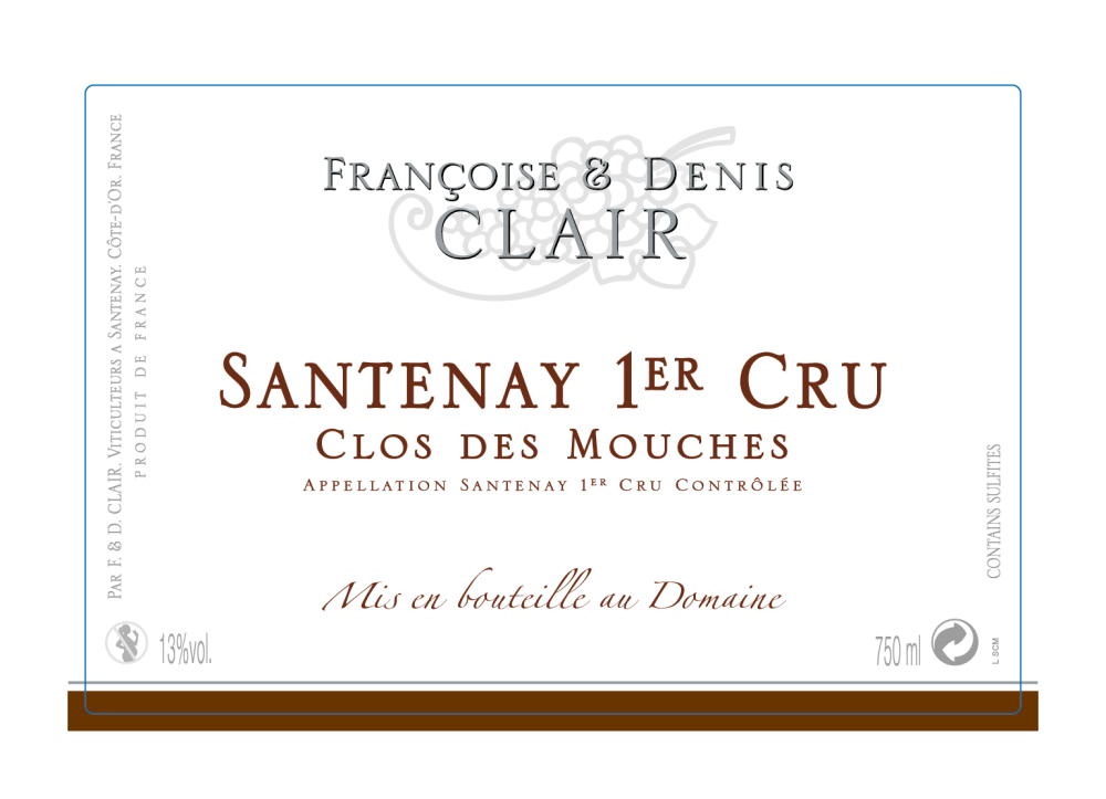 etiquette - Domaine Clair Françoise et Denis - Santenay 1er Cru "Clos des Mouches" rouge