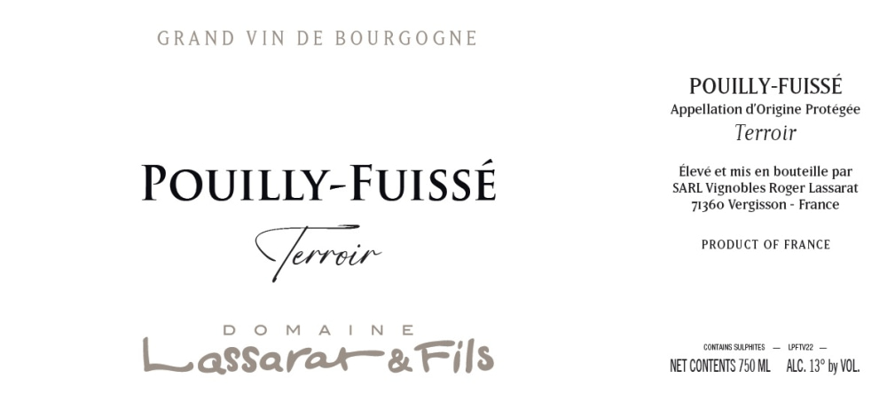 etiquette - Domaine Lassarat et Fils - Pouilly Fuissé Terroir