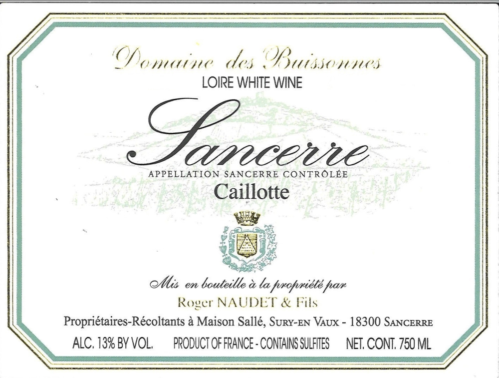 etiquette - Domaine des Buissonnes - Sancerre Caillotte