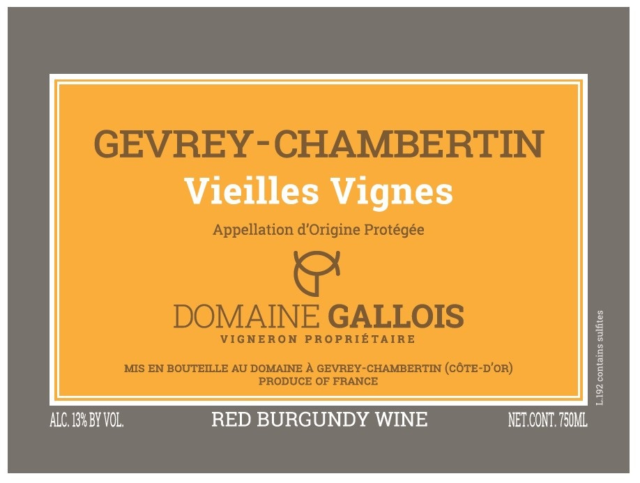 etiquette - Domaine Gallois - Gevrey Chambertin Vieilles Vignes