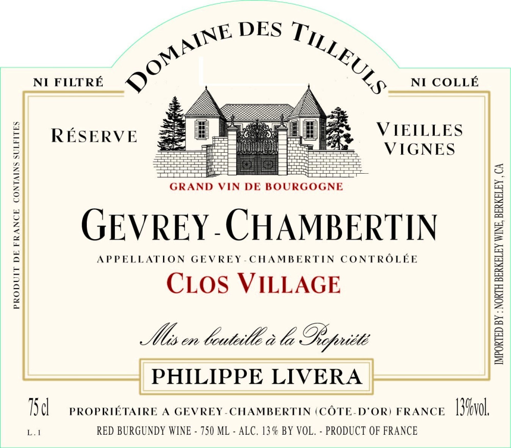 etiquette - Domaine Livera Philippe - Gevrey Chambertin Clos Village